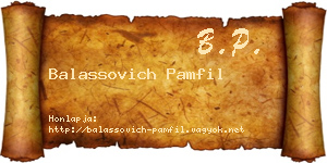 Balassovich Pamfil névjegykártya